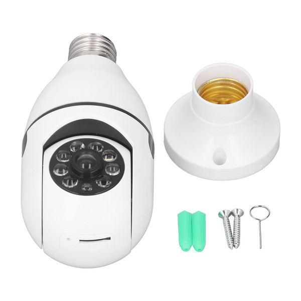 Wireless WiFi Camera 100W 20m Night Vision Voice Intercom 360 Degree Viewing E27 Base Indoor Security Camera 110‑240V