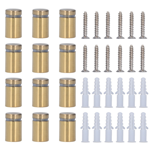 12 Sets Advertising Nails Stainless Steel Standoff Screws Wall Holder Mounts Hardware 16x25mm
