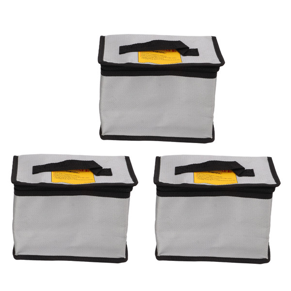 3PCS Lithium Battery Bag with Zipper Portable Fireproof Explosionproof Battery Storage Pouch