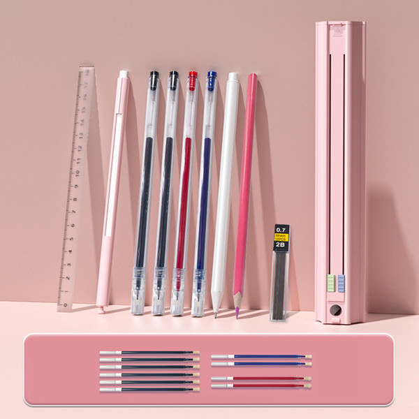 Pencil Box Practical Lightweight and Portable Pencil Case with Pencil Ruler Eraser for School Students