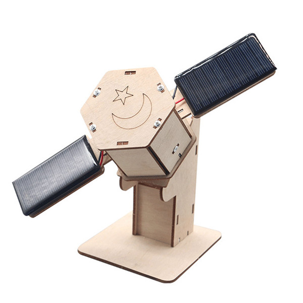 Kids 3D Wooden Puzzles Solar Power STEM Toy DIY Space Satellite Model Craft Educational Science Building Kit