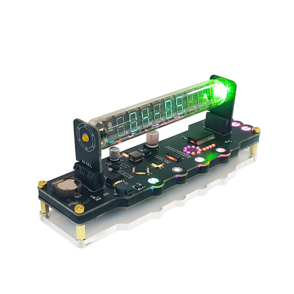 Digital Color Screen Quasi Nixie Tube Clock Desktop Electronic Time Temperature Display Glow Tube Alarm Clock Desk Decoration Novel Birthday Gift