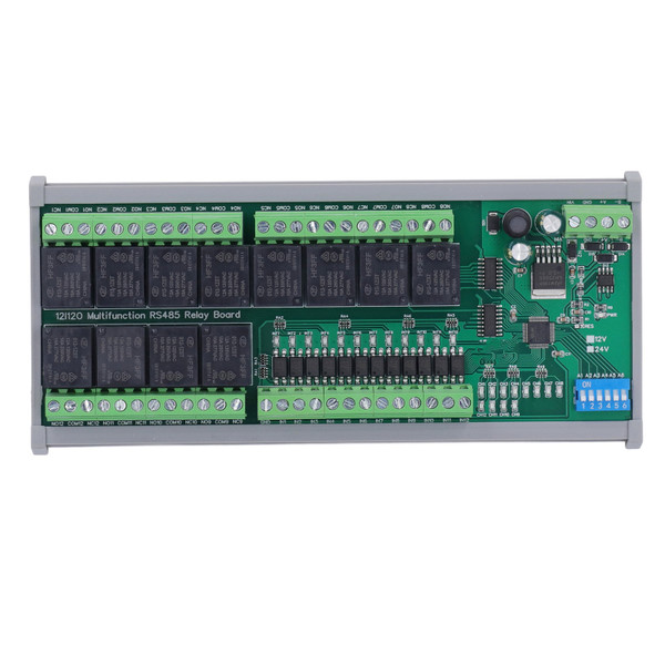 RS485 Relay Module 12 Channel RTU PCB Board with DIN Rail Industrial Control Components 12V