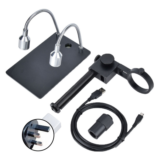 Aluminum Alloy Microscope Stand Bracket Support Fit for Digital Microscope with 50mm DiameterUK Plug 100-240V