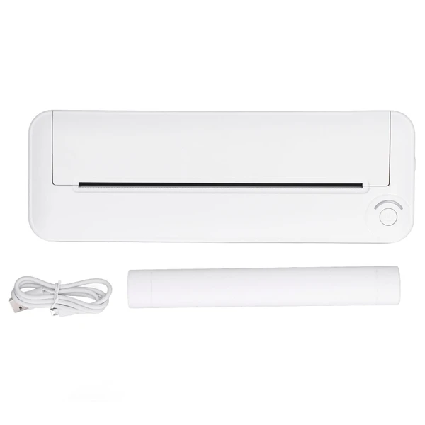 Wireless Portable Printer Bluetooth Thermal Mini for Office School Home White with 1 Roll of Paper