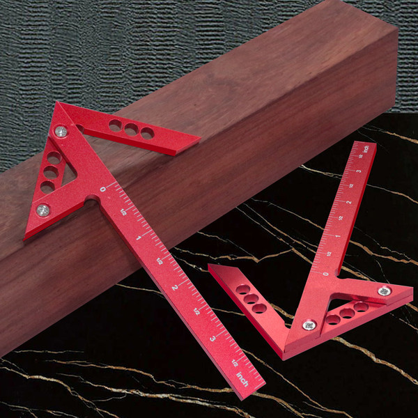 Center Scriber Vertical Line 45° Angle Gauge Drawing Circle Gauge Aluminium Alloy Woodworking Measuring Ruler Carpenter Accessory