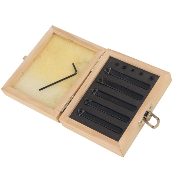 5Pcs 1/4in Indexable Turning Tool Set Cemented Carbide Machining Lathes Cutting Facing Tools