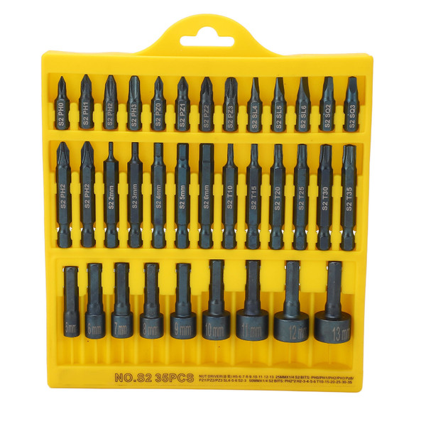 35Pcs Screwdriver Bit Set Magnetic S2 Steel 1/4in Hex Shank Cross Slot Socket Kit