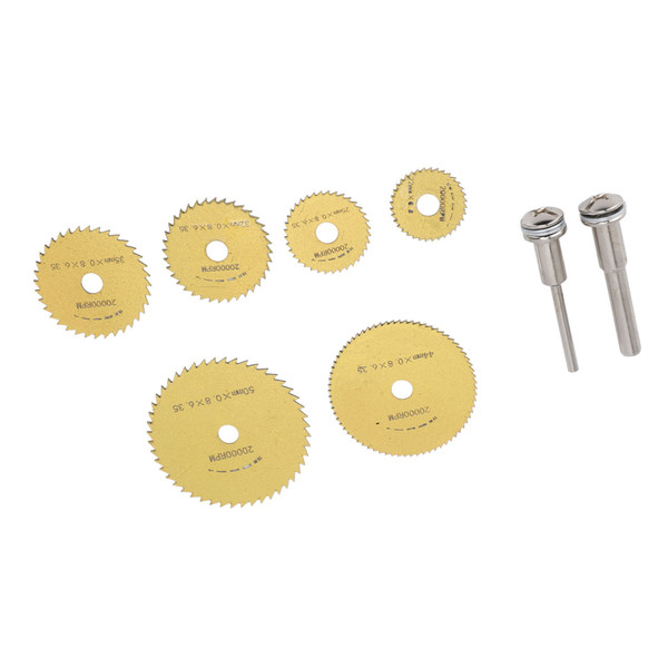 8Pcs High Speed Steel Cutting Disc Set Mini Ultra Thin Incisive HSS Saw Blade for Wood Metal Steel Gold