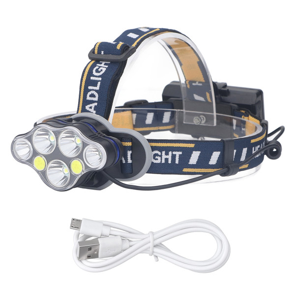 7 Core Headlight Long Range USB Rechargeable Headlamp Outdoor Work Light IPX4 Waterproof Built in Battery