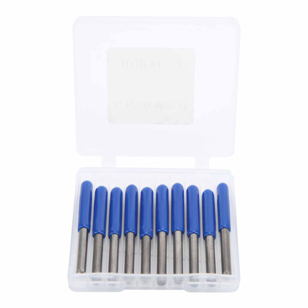 10pcs 3.175mm Router Bit Tungsten Steel Milling Cutter for Wood Carving Engraving30° X 0.3mm