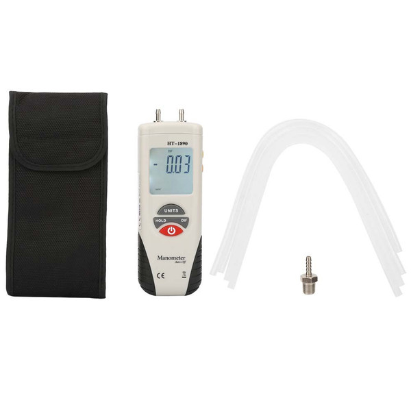 HT-1890 High Precision LCD Display Digital Manometer Differential Air Pressure Meter Gauge