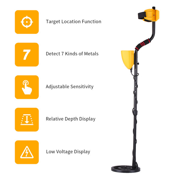 Professional Metal Detector P/P Function Disc Mode High Sensitivity Adjustable Waterproof Metal Finder 7 Target Categories Underground Treasure Hunter LCD Display