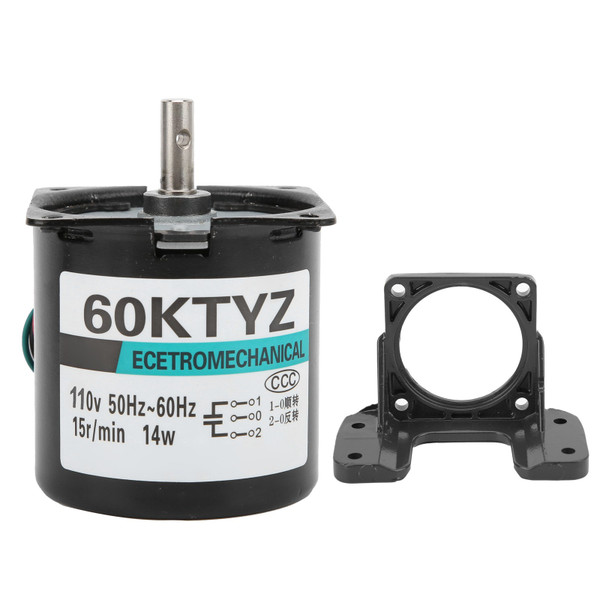 AC Synchronous Motor 14W Permanent Magnet 2Way High Torsion Central Shaft Bracket XD60KTYZ(15rpm/min AC110V)