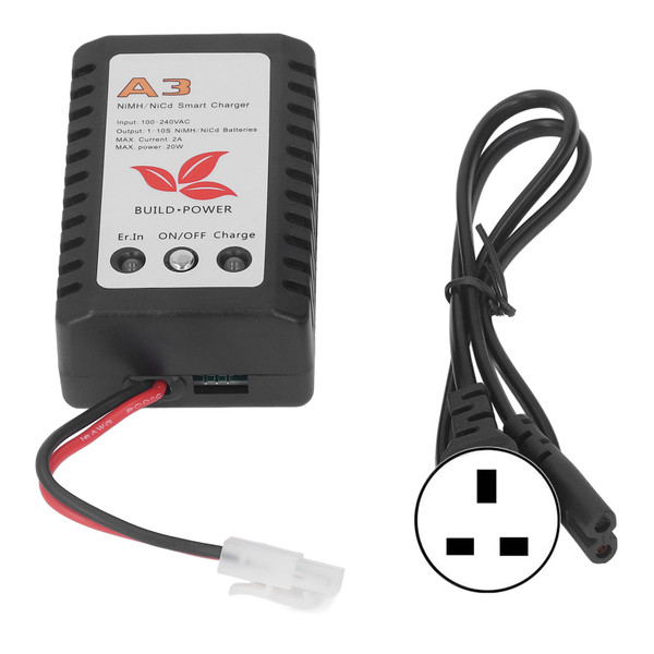 20W Smart Battery Charger with LED Indicator for 6V 7.2V 8.4V 9.6V NiMH NiCd Cell Pack AC 110‑240V UK Plug