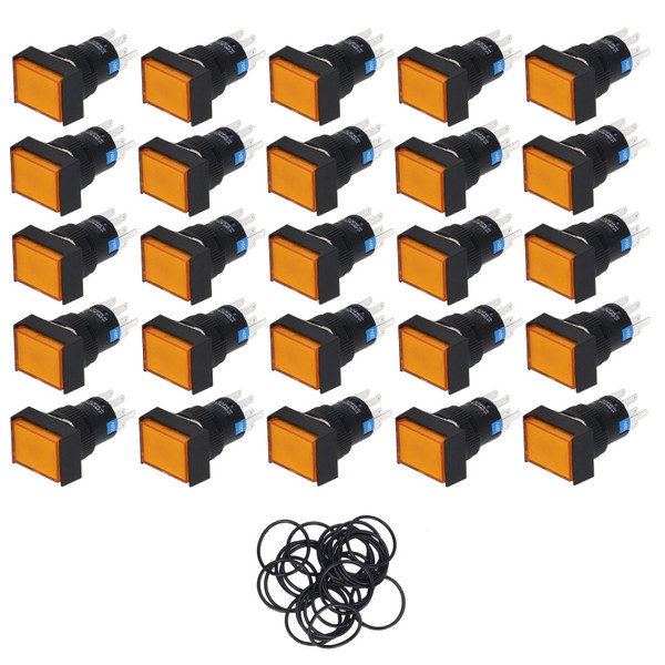 25PCS Self Resetting Push Button Switch 6 Pin Rectangular Momentary ABS Push Switch with Washer