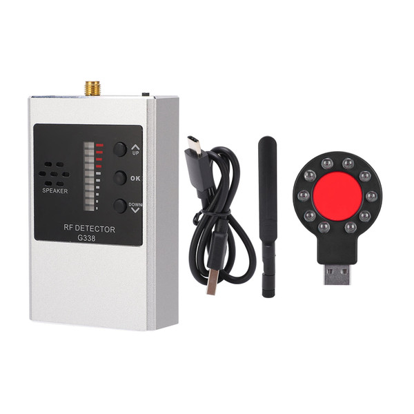 G338 Camera Detector Wireless Signal Tester RF Magnetic Field GPS Detection Tool Kit with Battery Silver