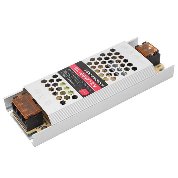 LED Power Supply Ultra Thin Strip Type Aluminum Alloy Housing Power Supply Transformer 12V 5A 60W