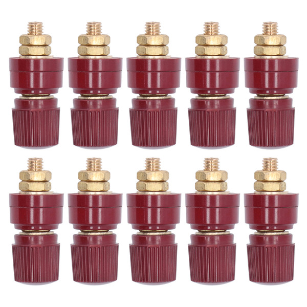 10Pcs 333 Full Brass Terminal M6 Screw Banana Plug Socket Terminal Binding Posts TerminalRed