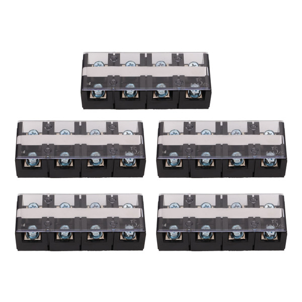 5Pcs Screw Terminal Strip Blocks 60A 4 Positions Copper Plastic 60A Terminal Block for Electrical Connection