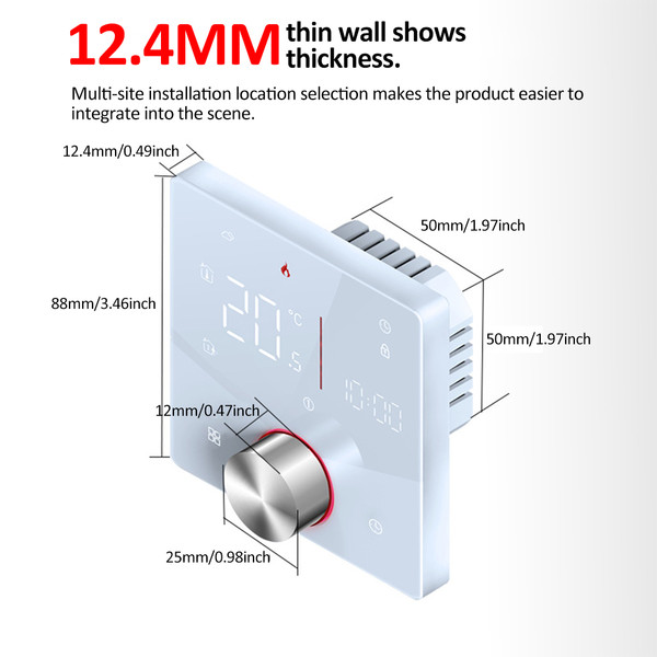WIFI Smart Heating Thermostat Digital Temperature Controller Mobile Phone APP Control Touchscreen LCD Display Weekly Programmable Thermostat Anti-freeze for Home School Office Hotel Smart Life APP Control
