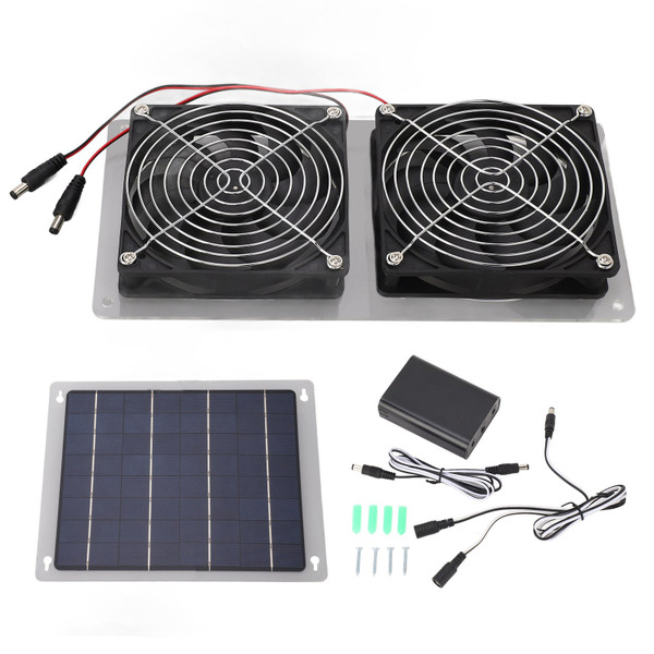 Solar Panel Fan Kit 100W Solar Powered Outdoor Ventilation Exhaust Cooling Fan for Pet House Attic