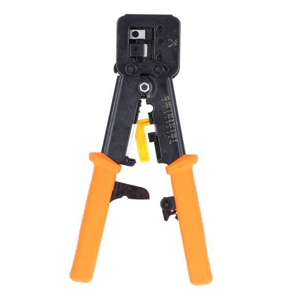 RJ45 Crimping Tool Pass Through CAT6 CAT5E Ethernet Wire Crimper Steel Electrical Electronic Tools Orange