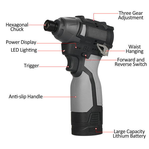 16.8V Brushless Electric Screwdriver Set Rechargeable Cordless Electric Power Screwdriver Set with3450RPM Speed & 140Nm Torque with Bit Carrying Case Suitable for home DIY Repair Tool Kit