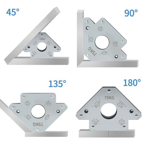75kg Electric Welding Auxiliary Tools Magnetics Welding Positioning Tool Electric Welding Holder Right Oblique Angle Multi-angle Fixer for Welding Pipes Mounting Bracket Welding 45° 90° 135° 180° Angle