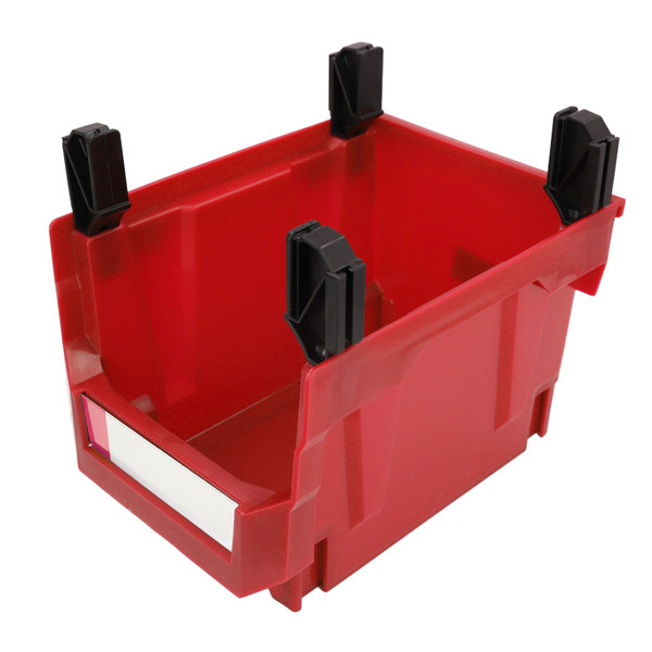 Garage Organizer Bin 377x213x178mm Thickened Slant Mouth Vertical and Back Hanging 2 in 1 Wall Mounted Storage Bin Red