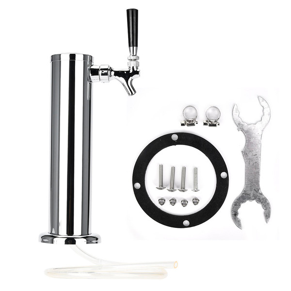 Single Chromed Tap Stainless Steel Beer Draft Tower Faucet Bar Homebrew for Kegerator