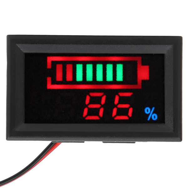 YB27VE Electric Car Digital LED Voltage and Electricity Dual Meters Tester Battery Power Display Voltage Meter(Lead Acid Battery 12V)