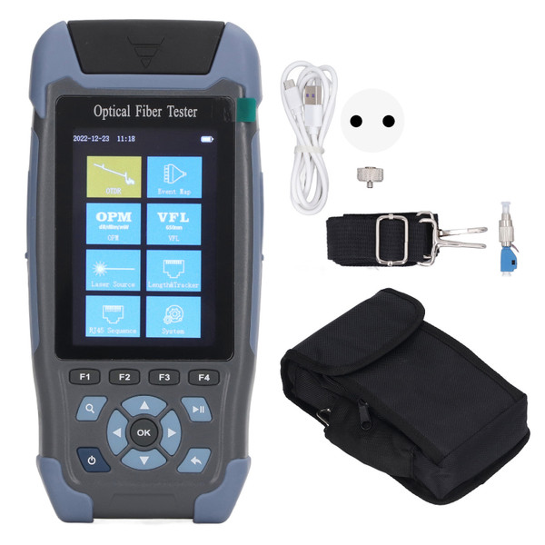 3.5in OTDR Optical Time Domain Reflectometer with FC to LC Connector Optical Fiber Power Meter Tester EU Plug 110‑240V