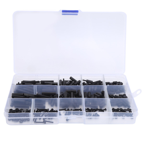 320pcs M2 Nylon Male to Female Hex Spacers Screw Nut StandOff Assortment Kit