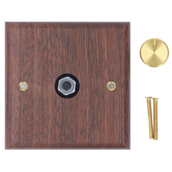 Dimmer Switch with Brass Knob Black Walnut Wood Rotary Dimming Switch for Home Light 200‑250V