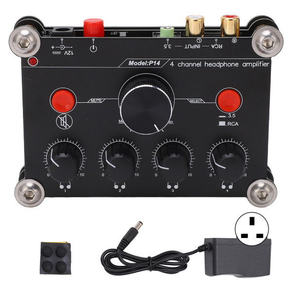 Headphone Amplifier 4 Channel Audio Power Amp Board Module Independent Volume Control 100‑240v UK Plug