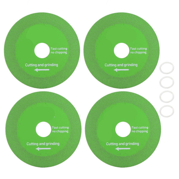4 Pcs Glass Cutting Disc 100x20x15x1mm Blackish Green Brazed Emery Saw Blade for Ceramic Tile Jadestone