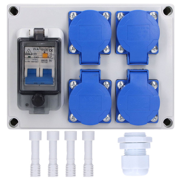 Wall Socket Dual German Power Outlet Box Receptacle 200250V with 230V 40A 1P+N RCD