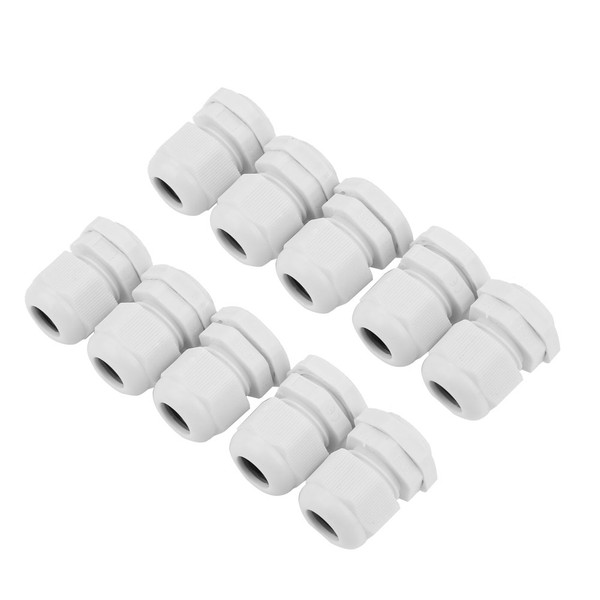 10PCS/set  IP68 Waterproof White Nylon Plastic Cable Gland Connector (PG11)