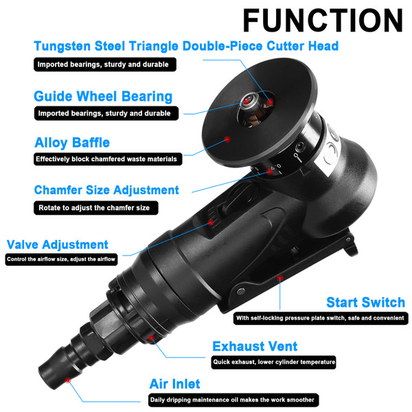 Pneumatic Chamfering Machine Carpenter Chamfering Tool Portable Handheld Grind Tool Metal Wood Acrylic Deburring Beveling Trimming Machine