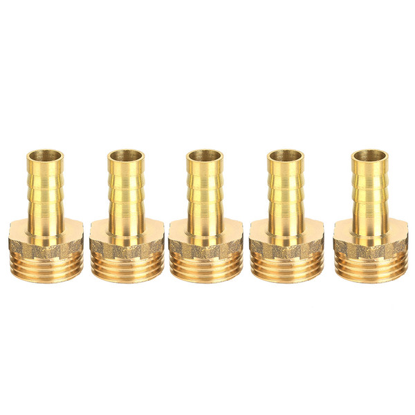 5 Pcs Brass Barb Connector Male Thread Water Pipe Connector Hose Connector G1/2 to 10mm