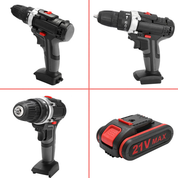 21V Multifunctional Electric Cordless Drill High-power Lithium Battery Wireless Rechargeable Hand Drills Home DIY Electric Power Tools