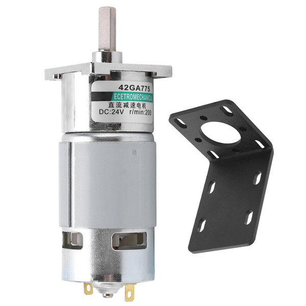 DC Gear Motor Small Low Speed CW CCW Permanent Magnet Bracket Sport Control 24V XD42GA755(200rpm/min )