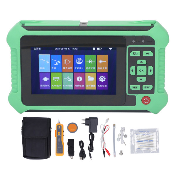 Multifunctional Optical Time Domain Reflectometer Auto Analysis 4.3in Touchscreen OTDR Fiber Optical Tester 100‑240V EU Plug