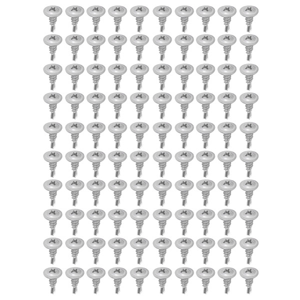 100Pcs Self Tapping Screw Cross Round Washer Head Stainless Steel Fastener Accessory Set Kit 4.2x13mm / 0.17x0.51in