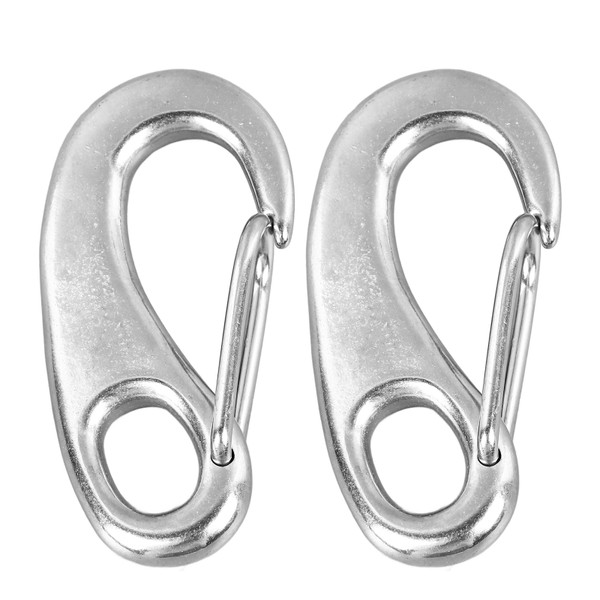 2Pcs Marine Clips Stainless Steel 316 Spring Gate Snap Hooks Multifunctional Quick Link Clip Carabiner 3.94in