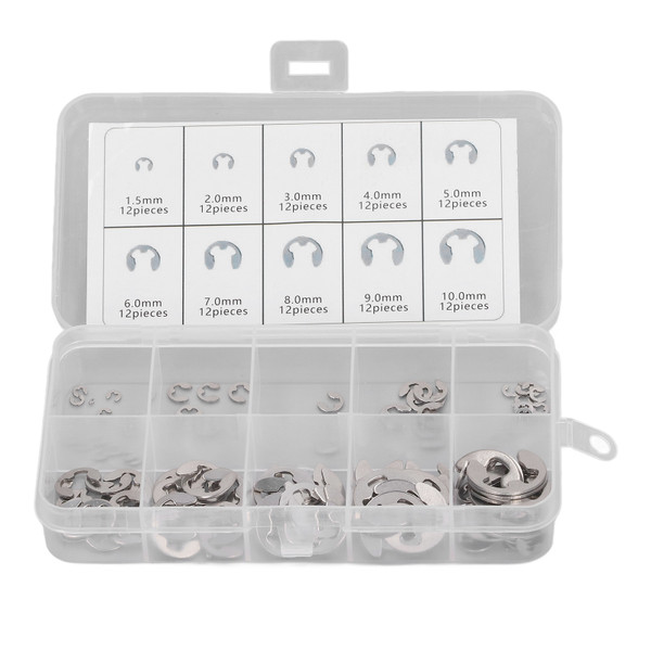 120Pcs E Clip Circlip Retaining Ring 304 Stainless Steel Assortment Set Kit for Bearing