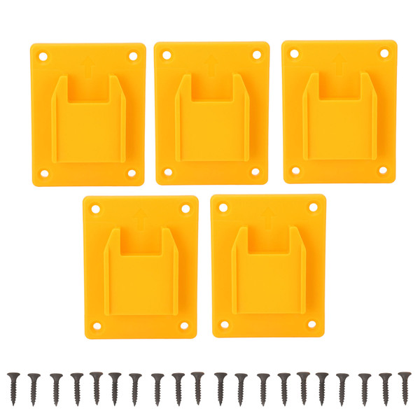 5 Pack Yellow Battery Power Tool Holder Mount Rack Lithium Battery Power Tool Hanger Holder for 14.4V 18V 20V