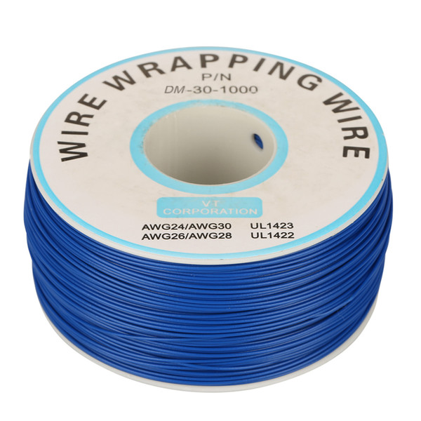 1Roll WiRe Wrapping Single Copper Wire Strand 30AWG Cable 0.25mm Core Diameter (Blue)