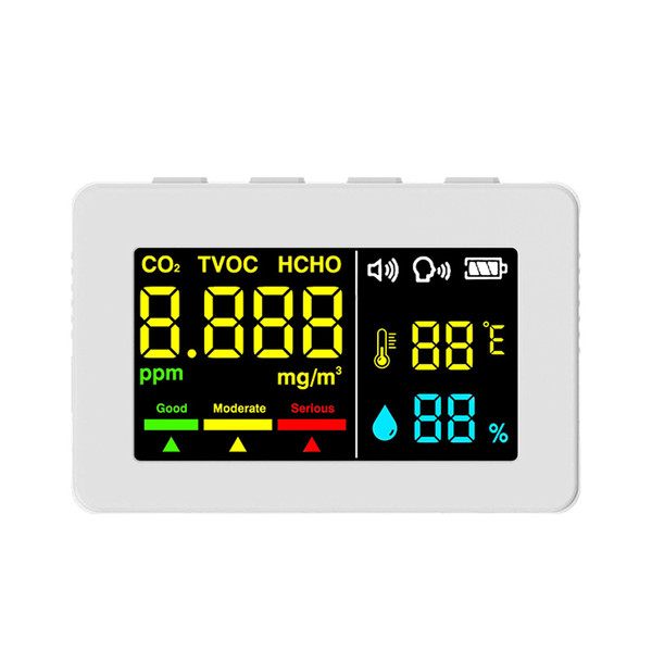 Electrochemical Formaldehyde Sensor Air Quality Detector HCHO TVOC CO2 Tester High Precise Temperature Humidity Test Meter with Voice Alarm Function